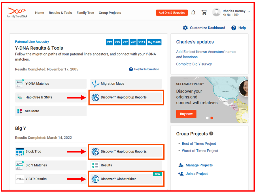 Accessing Y-DNA Discover™ As a User - Dashboard widgets.png