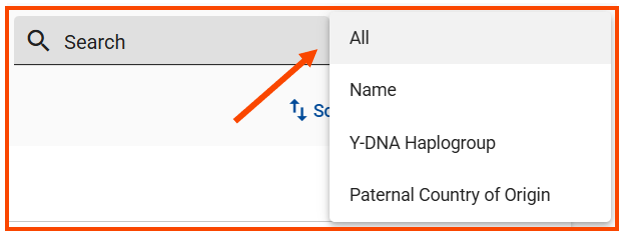 Y-DNA matches Search criteria drop down menu.png