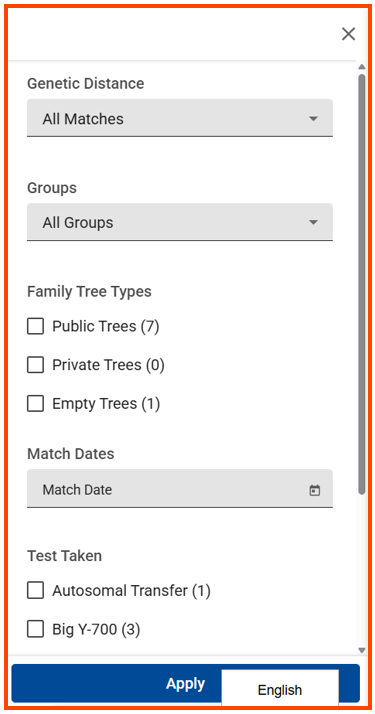 Y-DNA Matches Filter drop down.png