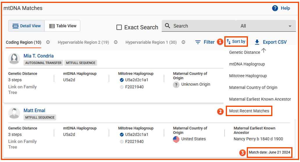 How do I find my new mtDNA Matches w Sort By dropdown w numbers.png